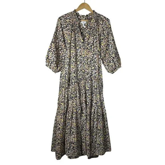 botanical print maxi dress Women's Long Sleeve Botanical Print Maxi Dress